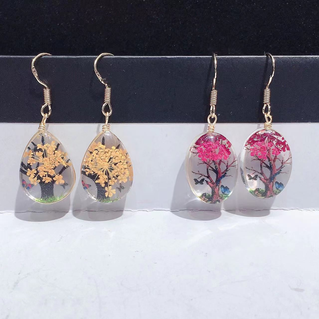 Retro Easy Matching Starry Preserved Flower Dried Flower Ear Studs