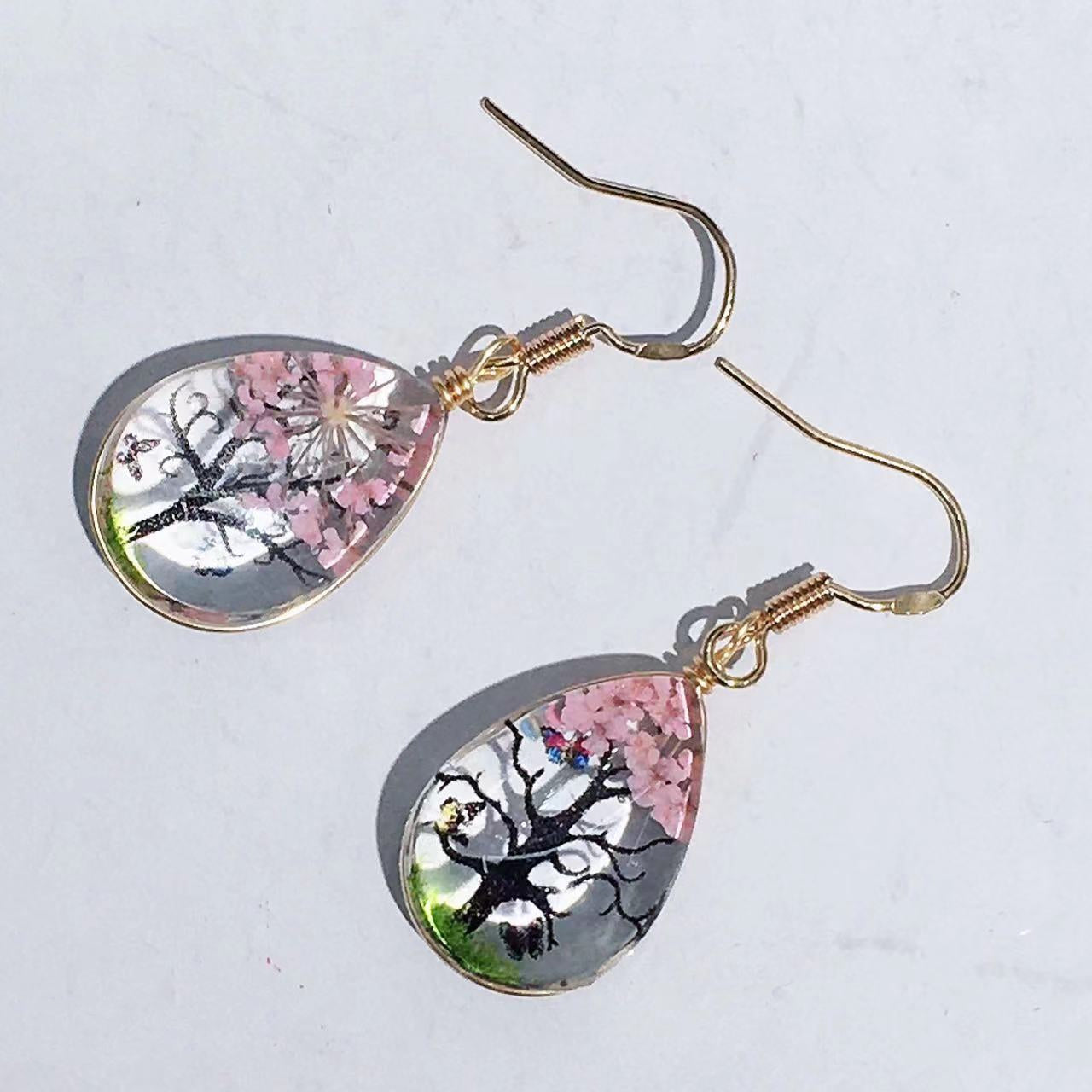 Retro Easy Matching Starry Preserved Flower Dried Flower Ear Studs