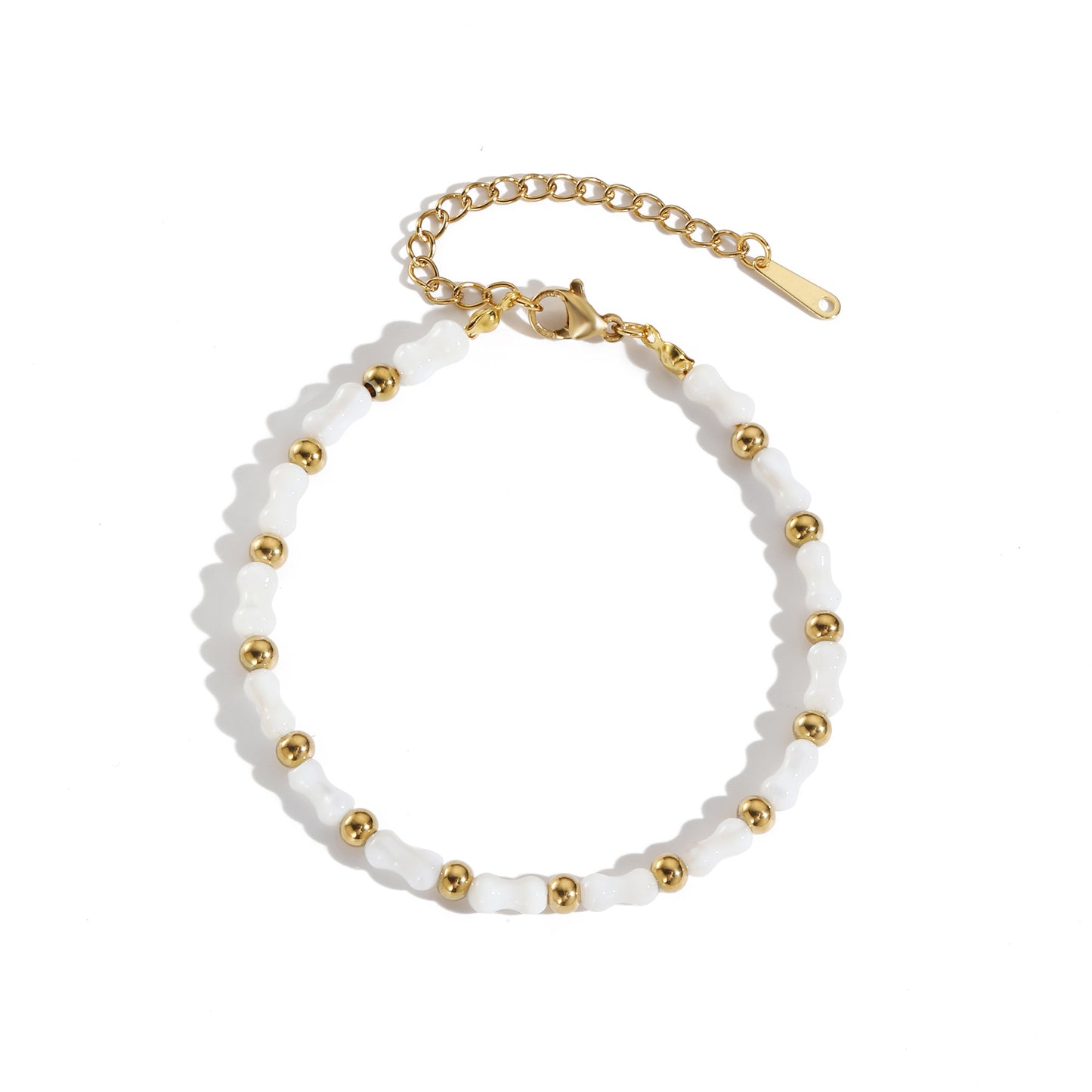 New Special-interest Design Stainless Steel Golden Balls Spacer Bone Joint Shell Beads Women's Fashion Necklace