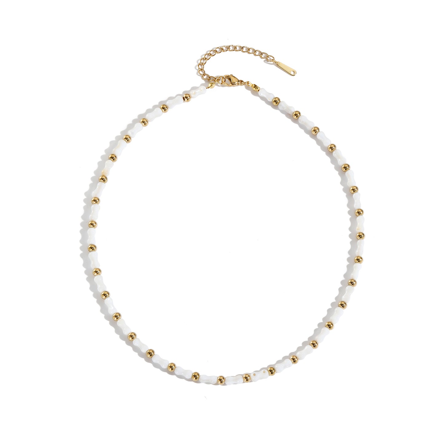 New Special-interest Design Stainless Steel Golden Balls Spacer Bone Joint Shell Beads Women's Fashion Necklace