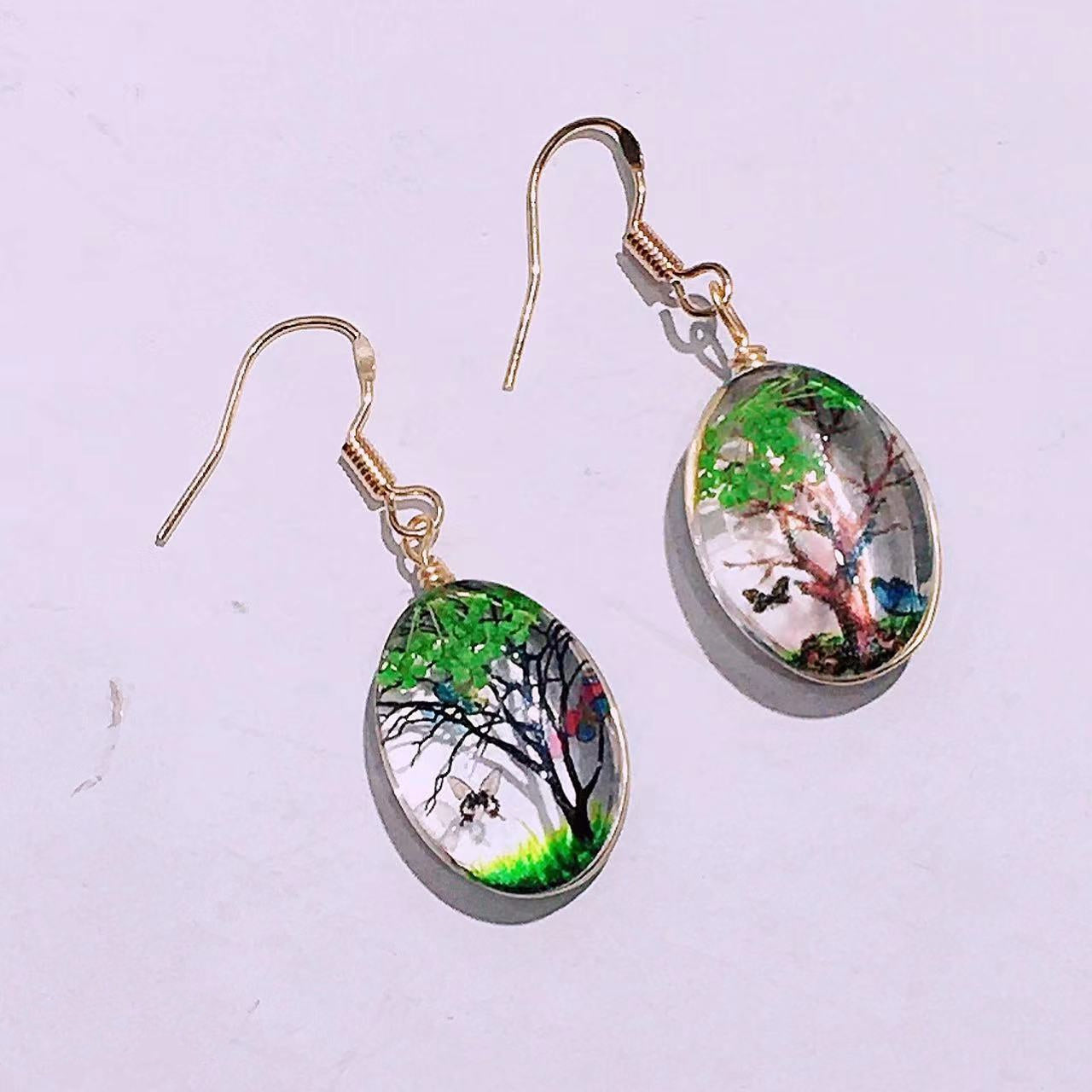 Retro Easy Matching Starry Preserved Flower Dried Flower Ear Studs