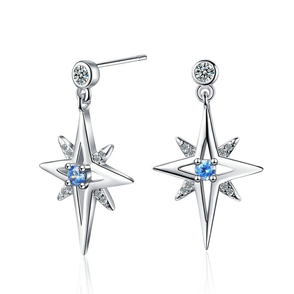 Popular Women's Korean-style Diamond Hexagonal Star Earrings Temperament