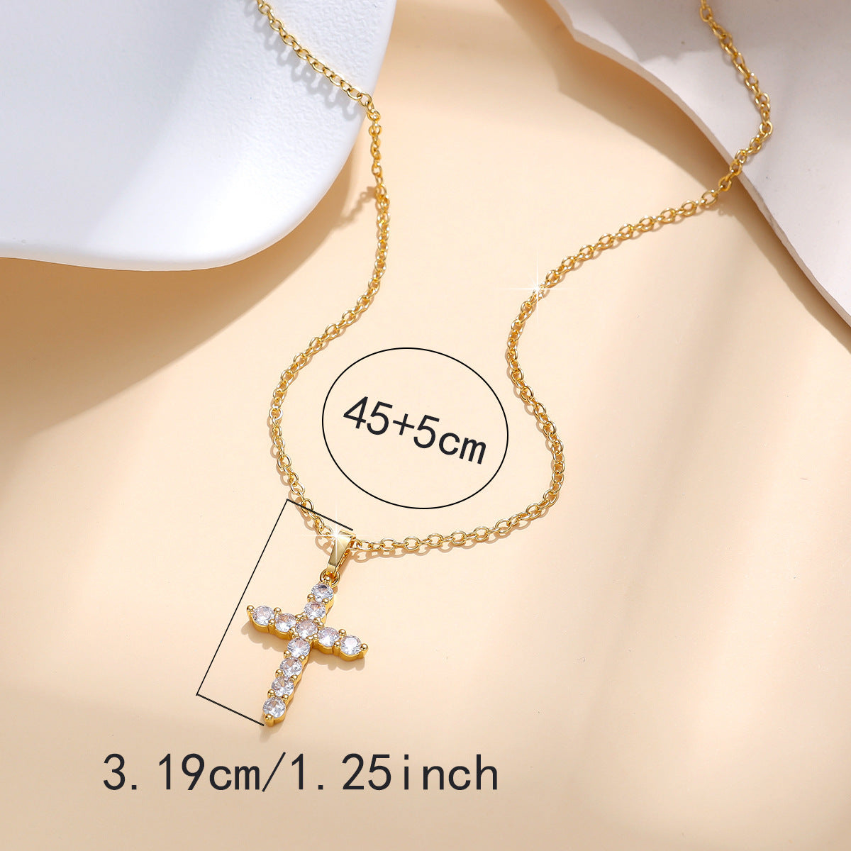 Zircon Cross Gold Plated Necklace For Women