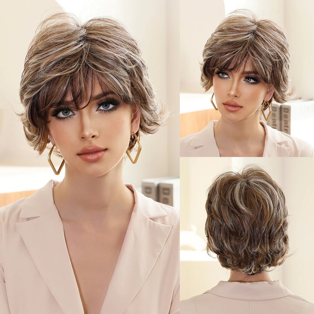 Women's Short Mechanical Chemical Fiber Wig