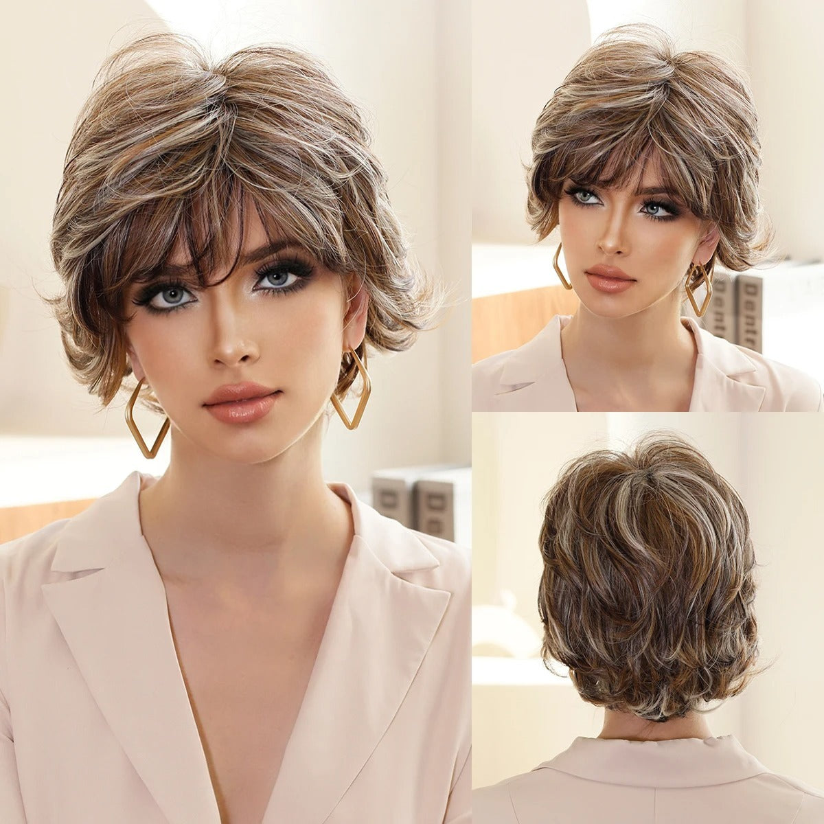 Women's Short Mechanical Chemical Fiber Wig