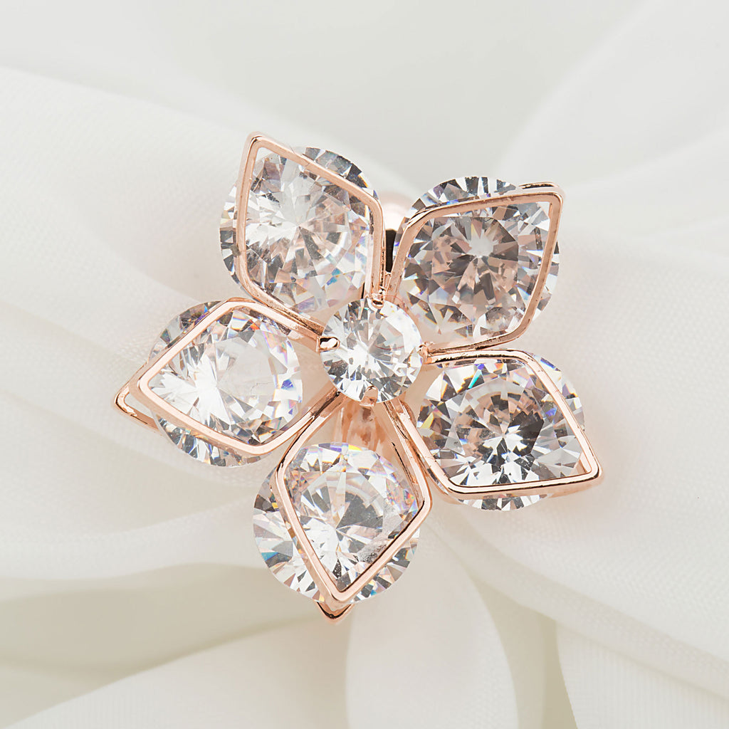 Flower Index Finger Ring Fashion Rhinestone Couple Rings