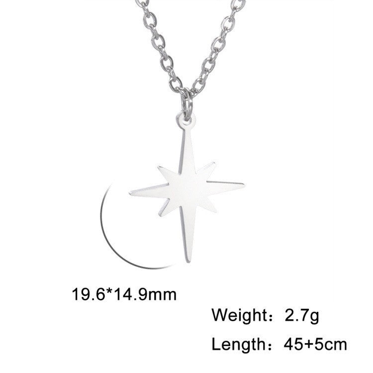 Stainless Steel Rice Necklace Female Six-pointed Star