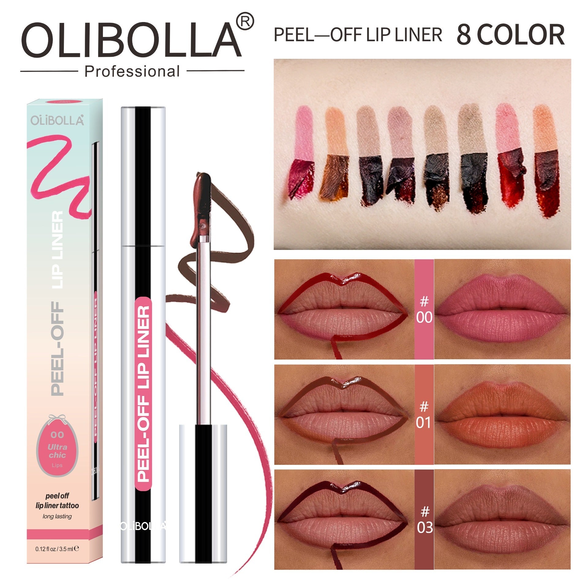 Slippery Lip Liner Pencil Waterproof, Long-Lasting, Smudge-Proof Moisturizing Plump Lips Lipstick, Lip Gloss, Lip Lacquer
