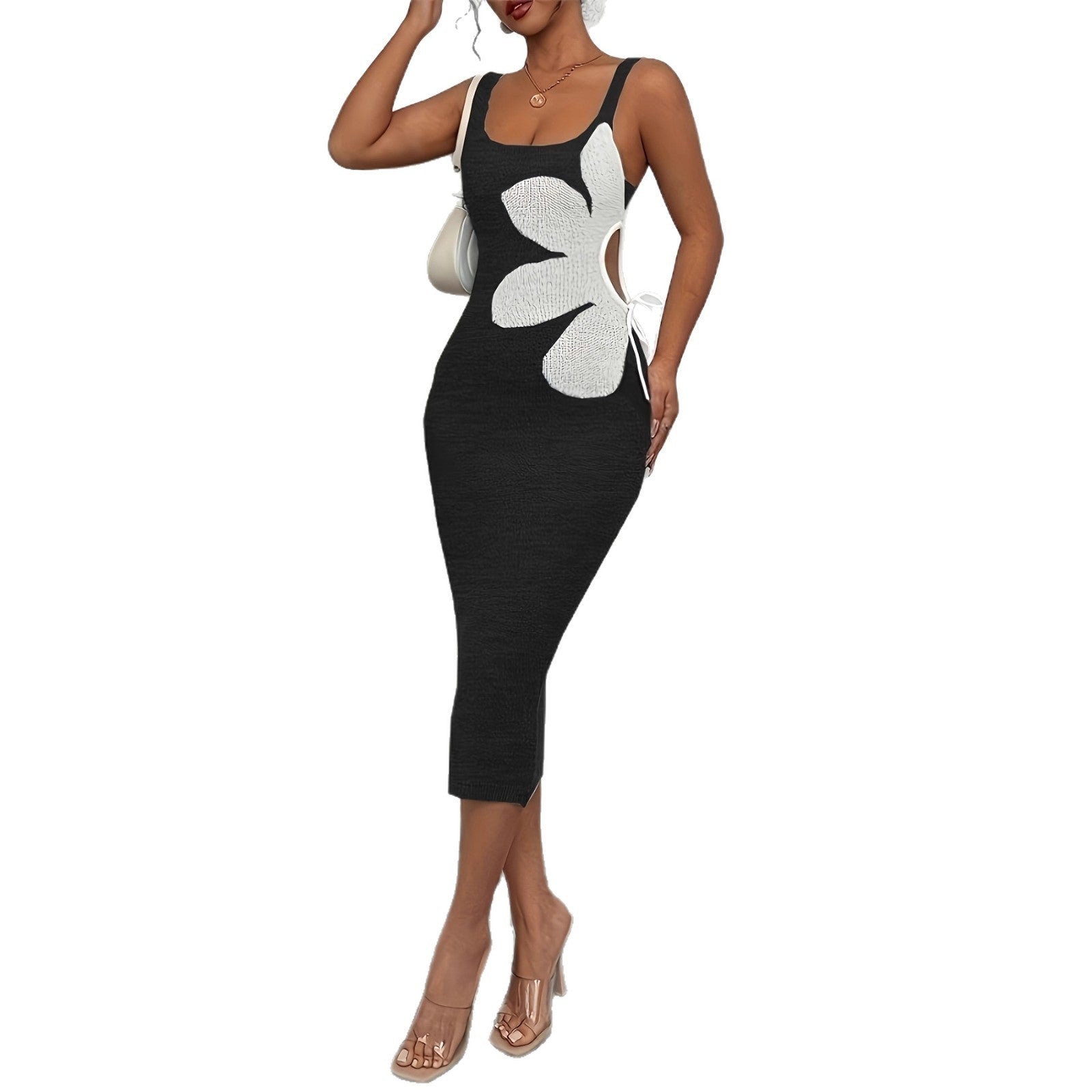 Women's Fashion Shoulder Strap Knitted Dress