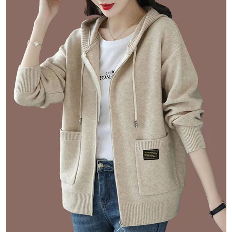 Casual Fashionable Outerwear Zipper Hooded Sweater