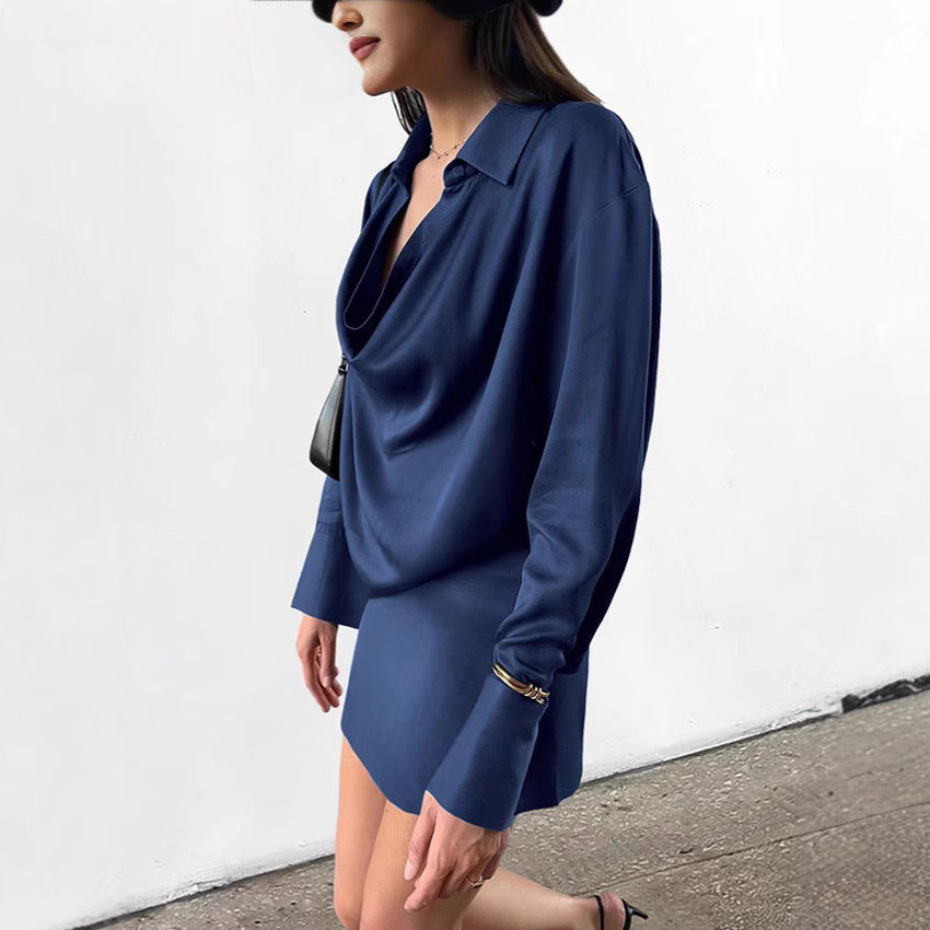 Waist-controlled Long Sleeves Dress Short Women's Commuting Wear