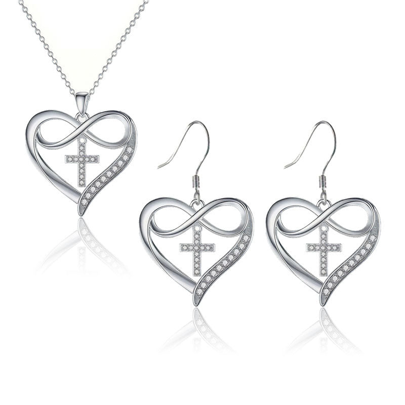 New Simple Style Heart-shaped Cross Necklace