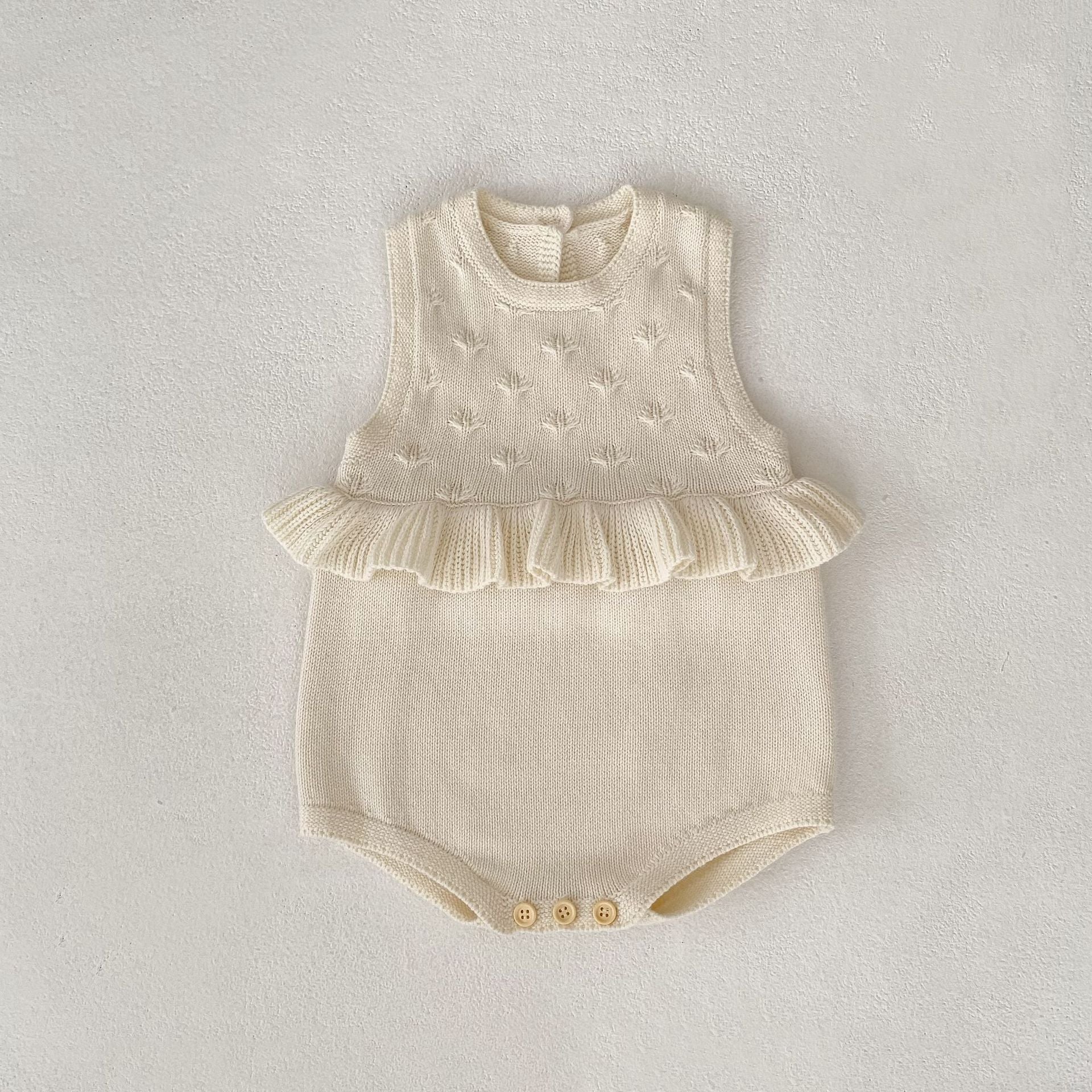 Baby Girl's Ruffle Vest Cute Fashionable Knitted Jacket All-matching Romper