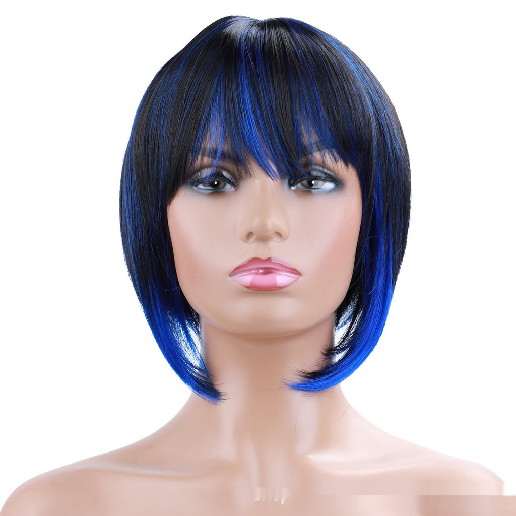 European And American Short Bangs Synthetic Wigs Mixed Color