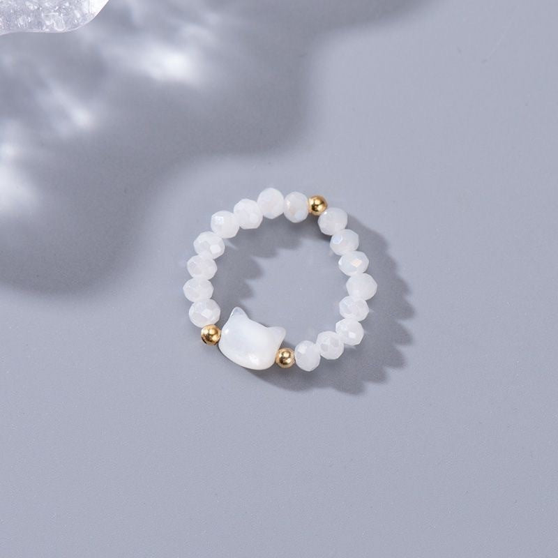 Couple Couple Rings Free Size Sweet Cute Cat Ring Black And White Cat Head Index Finger Ring