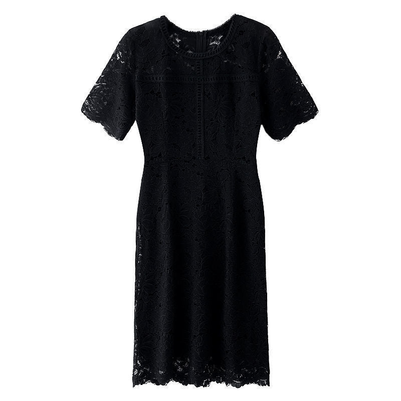 Waist Slimming Temperament Lady Mid-length Lace Dress