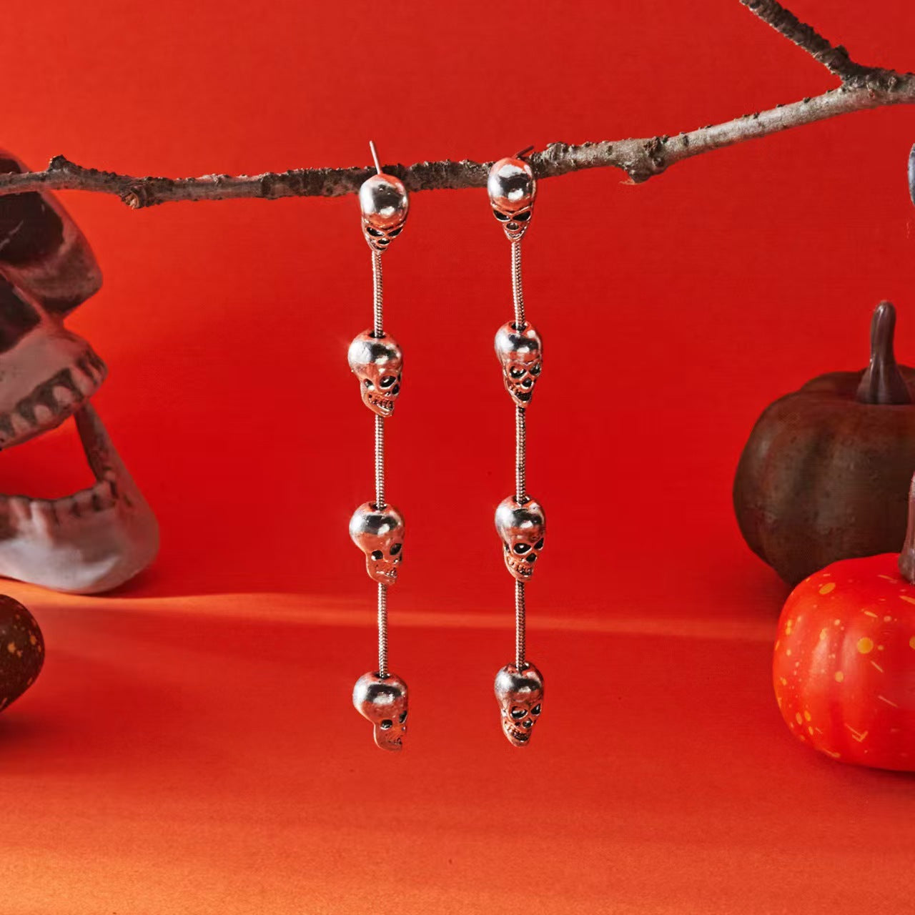 Halloween Funny Long Earrings Personality Skull