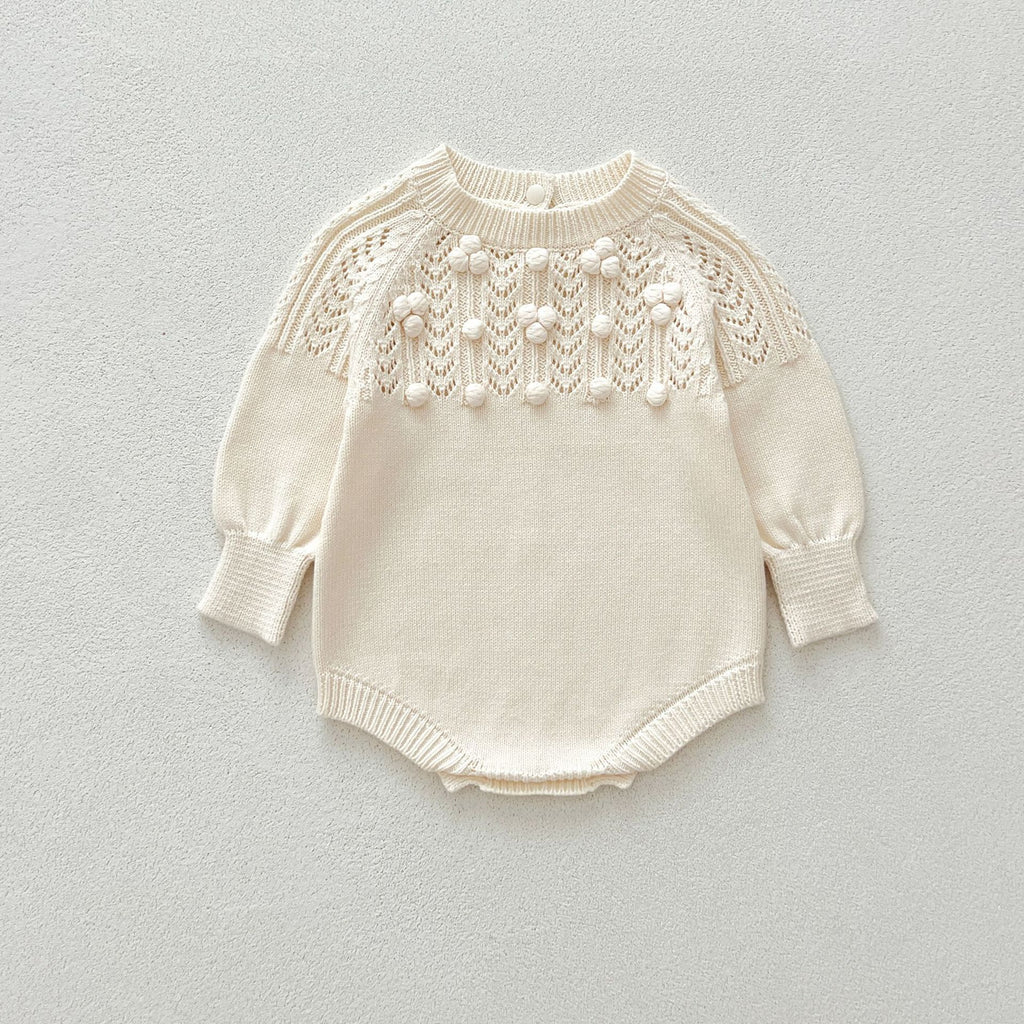 Baby Girl's Hand Hook Ball Round Neck Pullover Sweater