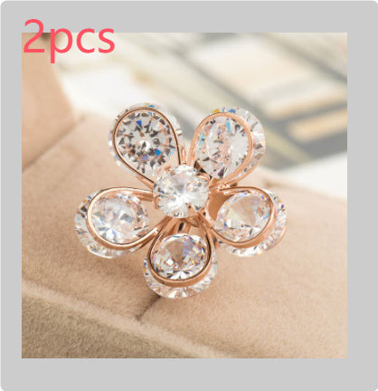 Flower Index Finger Ring Fashion Rhinestone Couple Rings