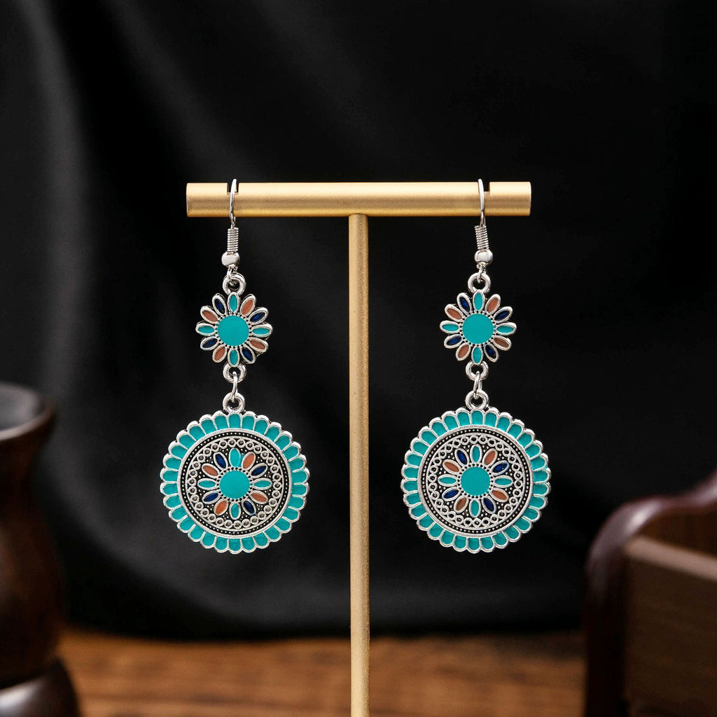 Exaggerated Retro Bohemian Round Sunflower Earrings