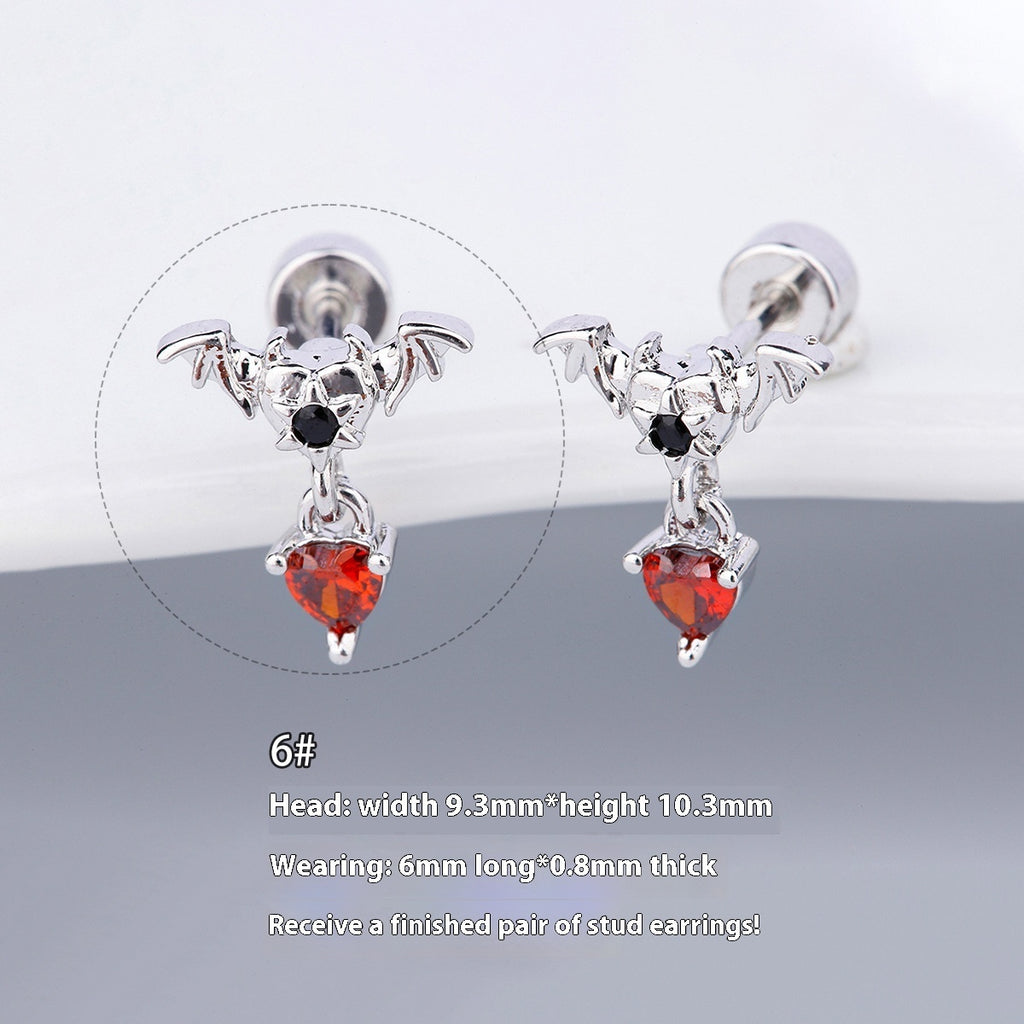 Halloween Demon Butterfly Heart-shaped & Red Cool Skull Devil Eye Earring