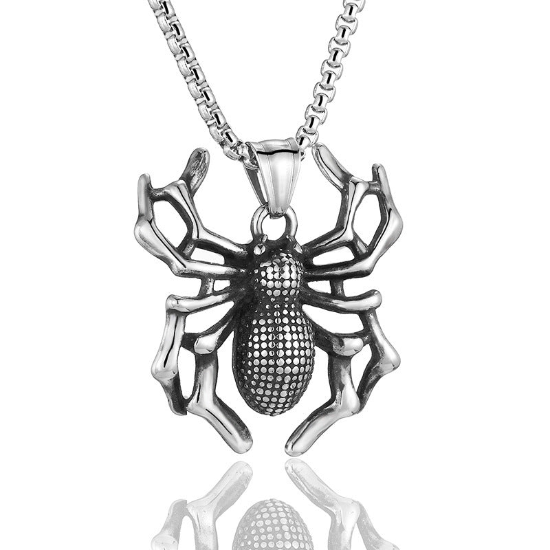 Titanium Steel Spider Punk Men's Necklace Pendant