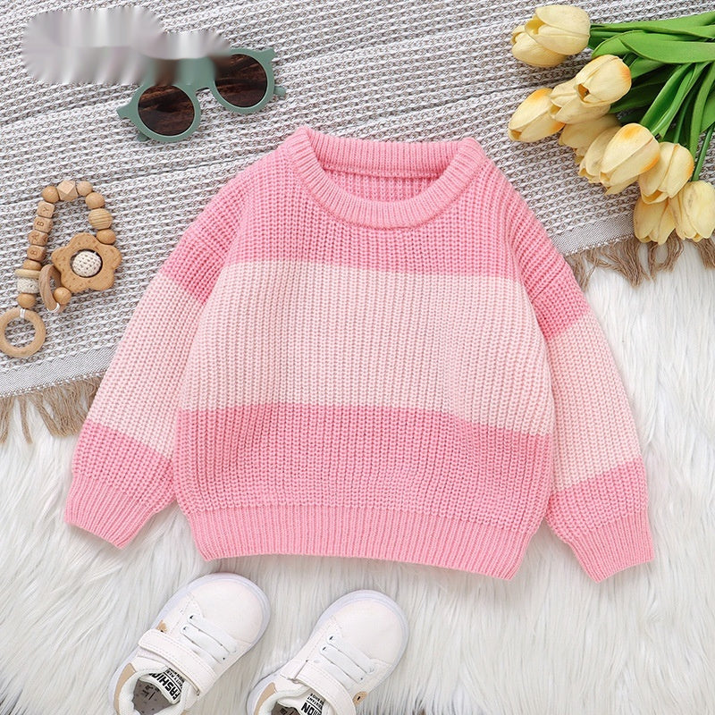 Infant Knitted Striped Round Neck Top