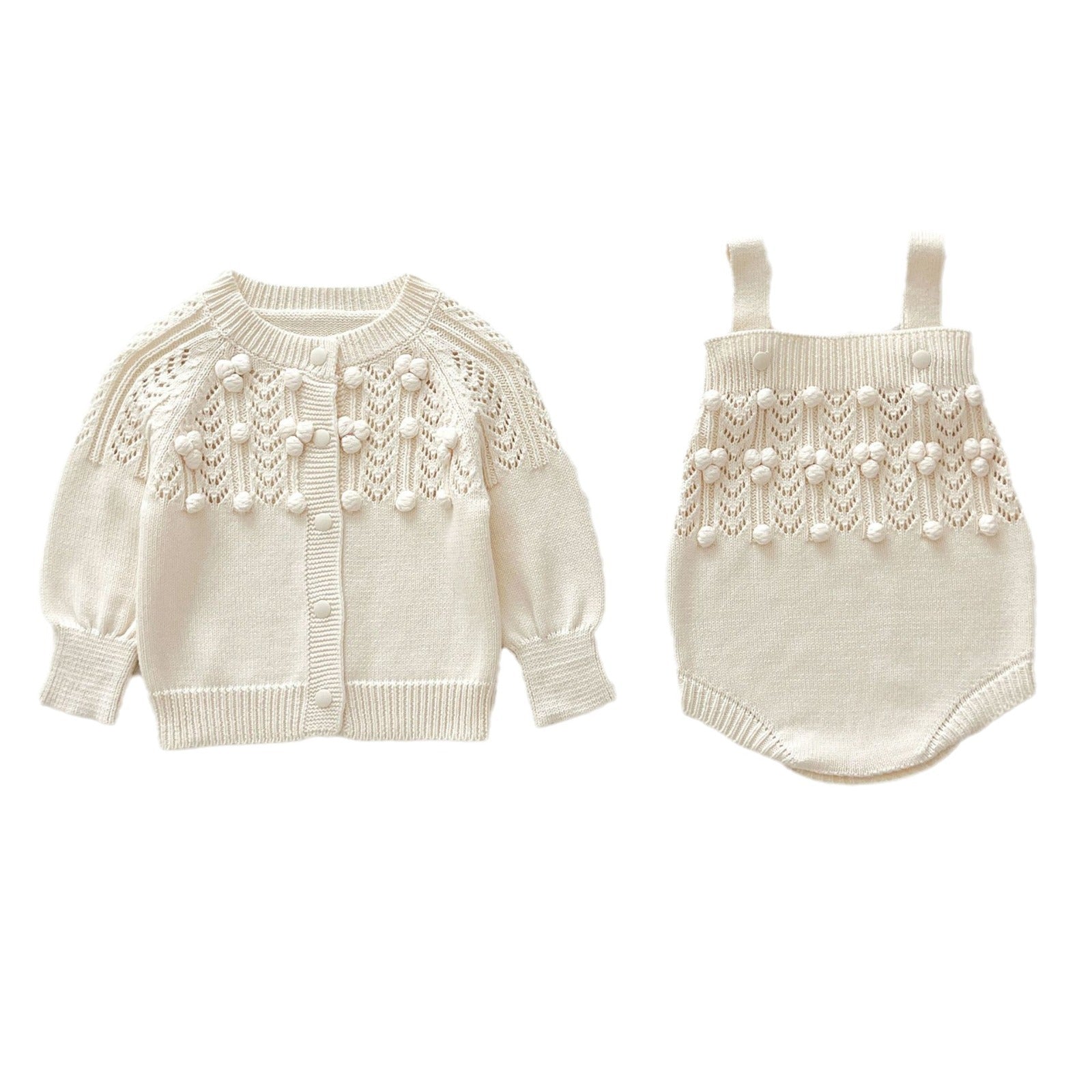 Baby Girl's Hand Hook Ball Round Neck Pullover Sweater
