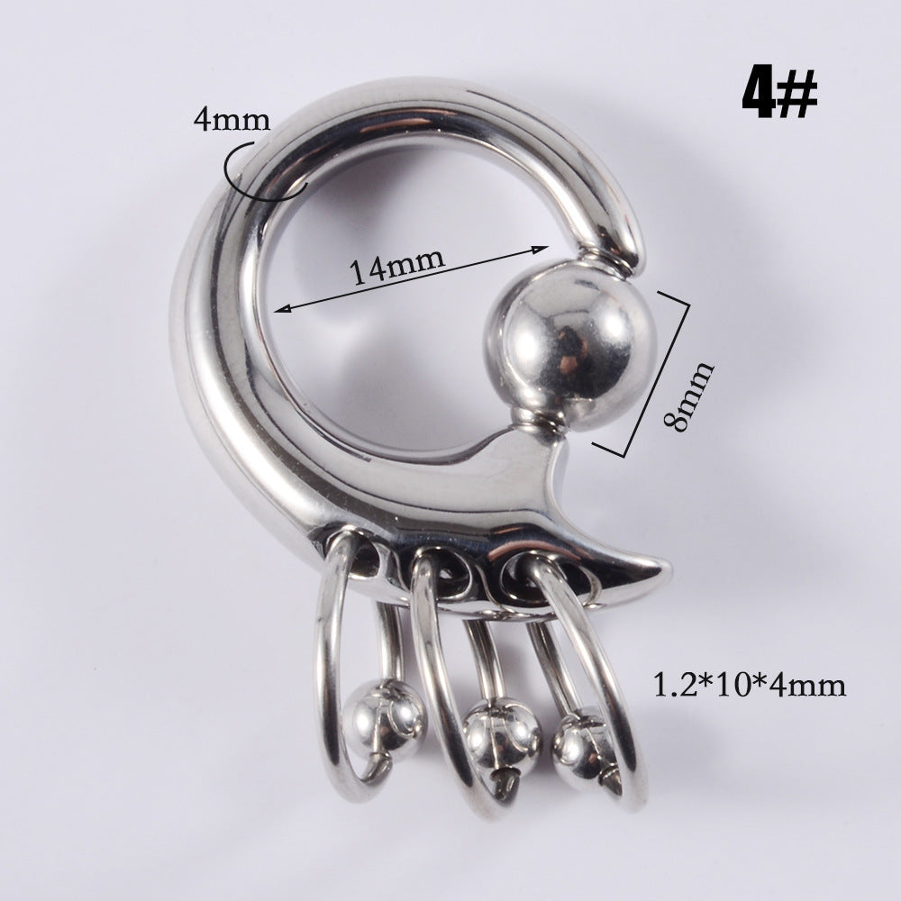 Stainless Steel Card Ball Nose Ring Hanging Ring Spring Earrings