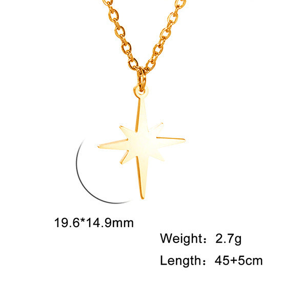 Stainless Steel Rice Necklace Female Six-pointed Star