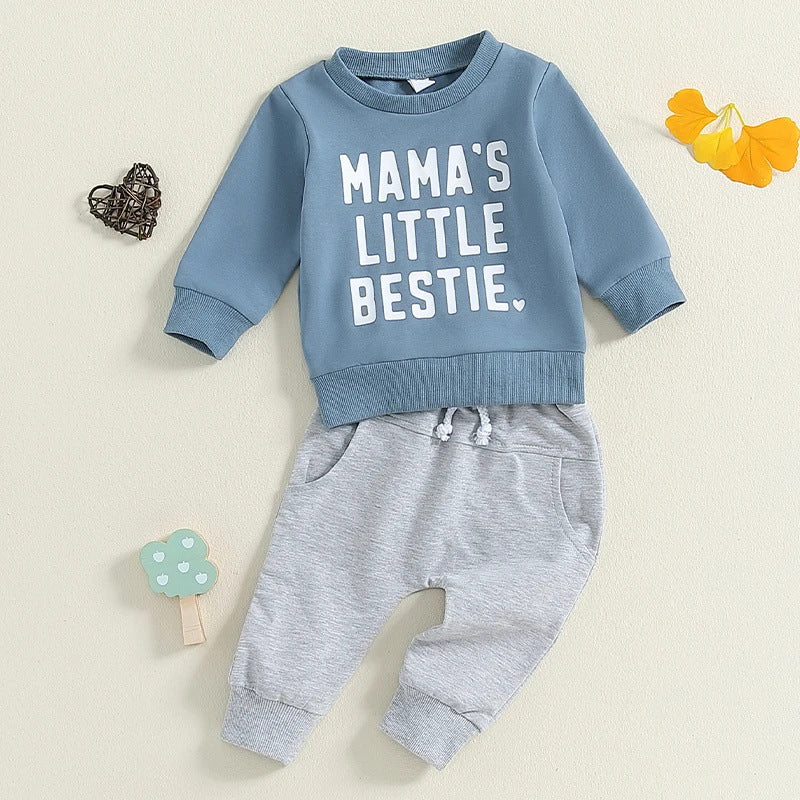 Sports And Leisure Round Neck Long Sleeve Letter Print Sweatshirt Trousers Suit Two-piece Set