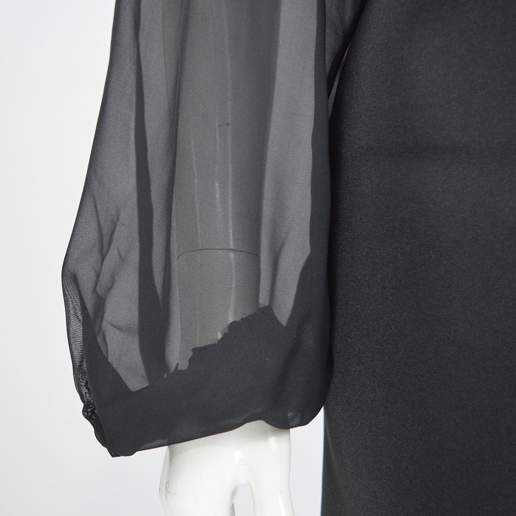 Chiffon Long Sleeve Shoulder Beaded Elegant Dress