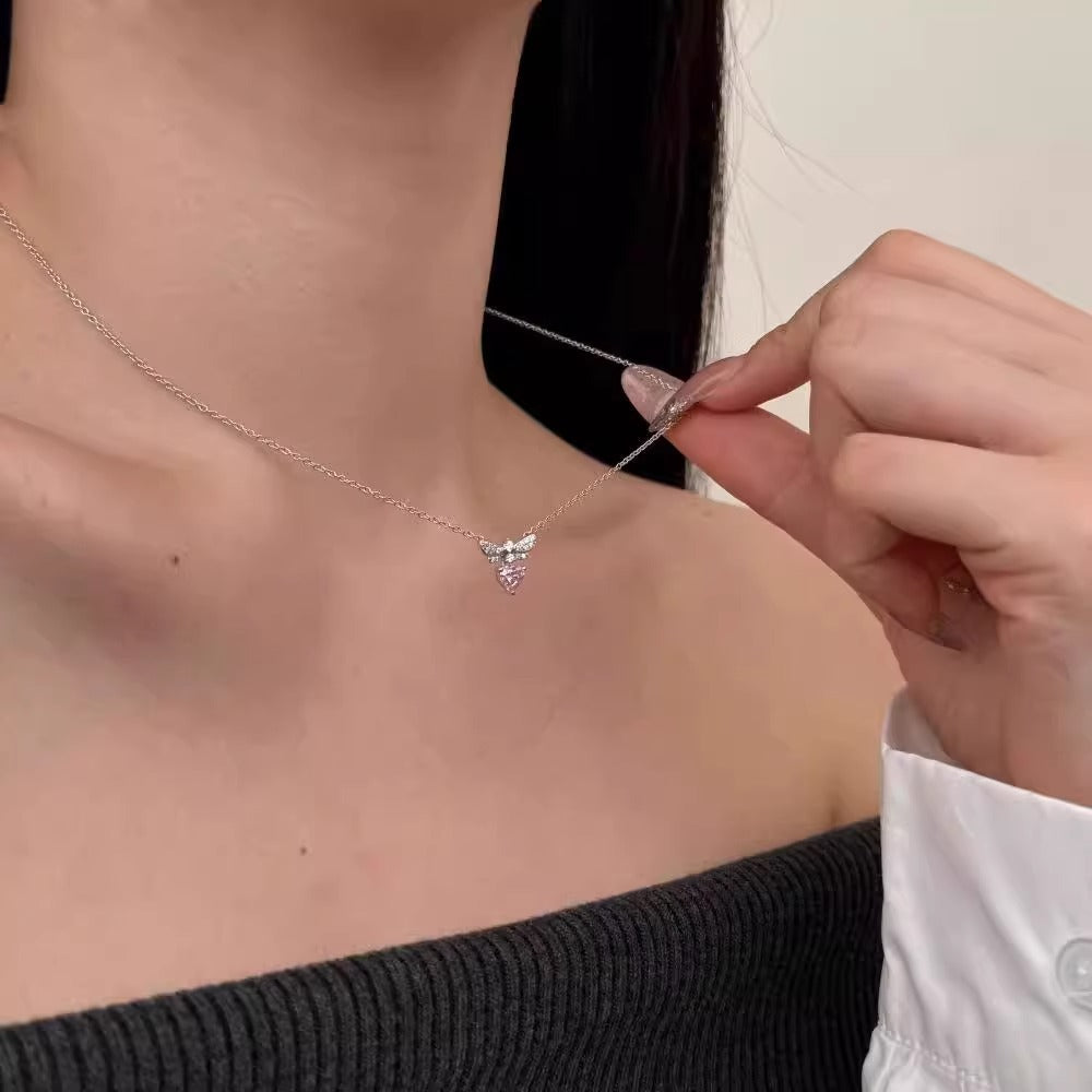 Bee Loving Heart Zircon Necklace For Women