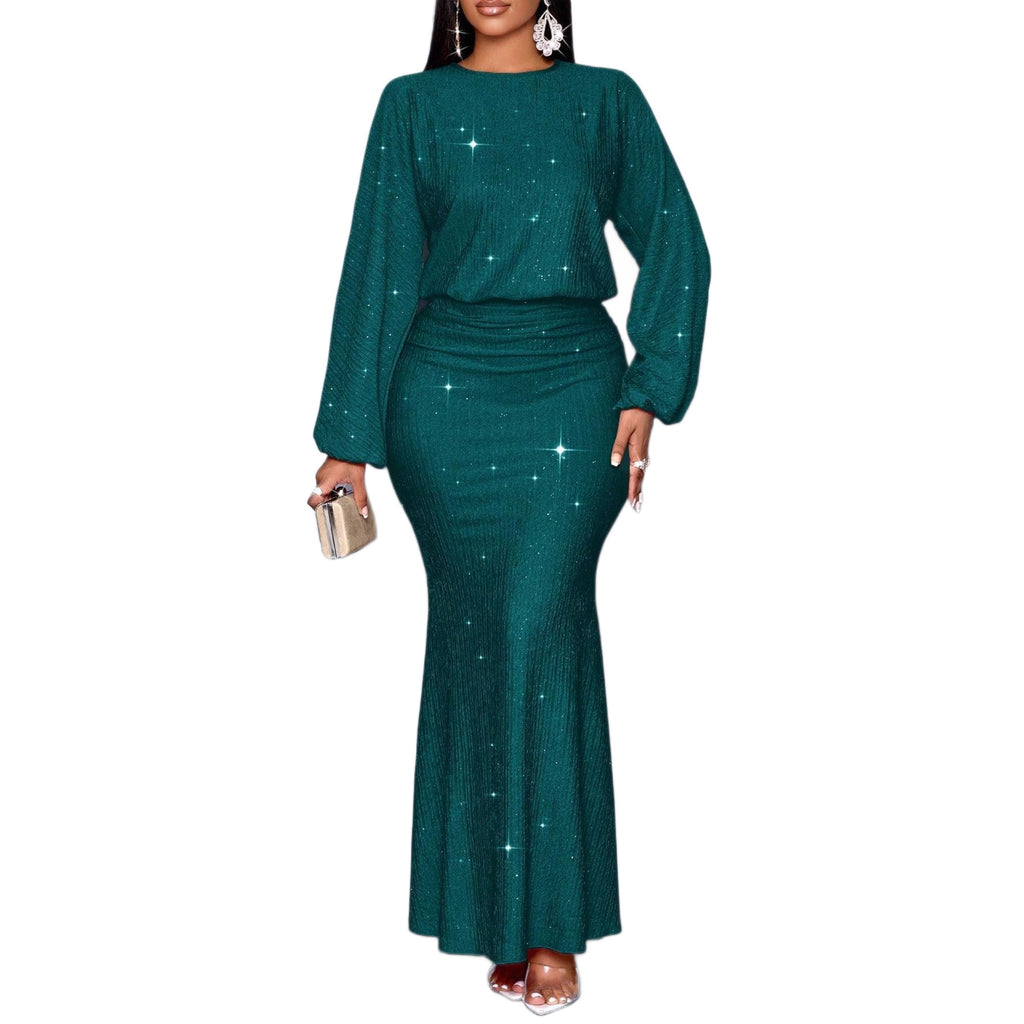 Hot Beads Long-sleeved Fishtail Dress Women
