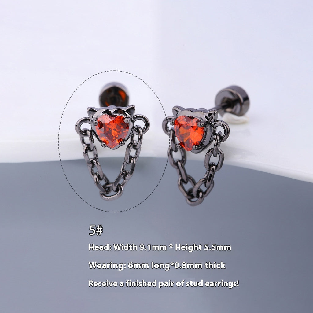 Halloween Demon Butterfly Heart-shaped & Red Cool Skull Devil Eye Earring