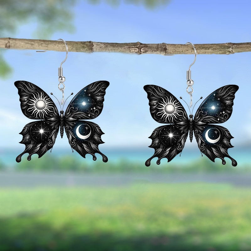 Colorful Shimmer Butterfly Acrylic Earrings Fashion Creativity