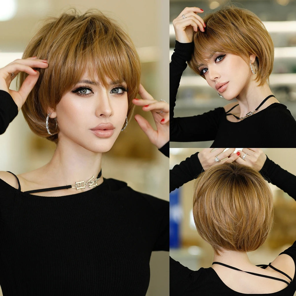 Women's Short Mechanical Chemical Fiber Wig
