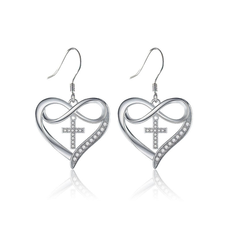 New Simple Style Heart-shaped Cross Necklace