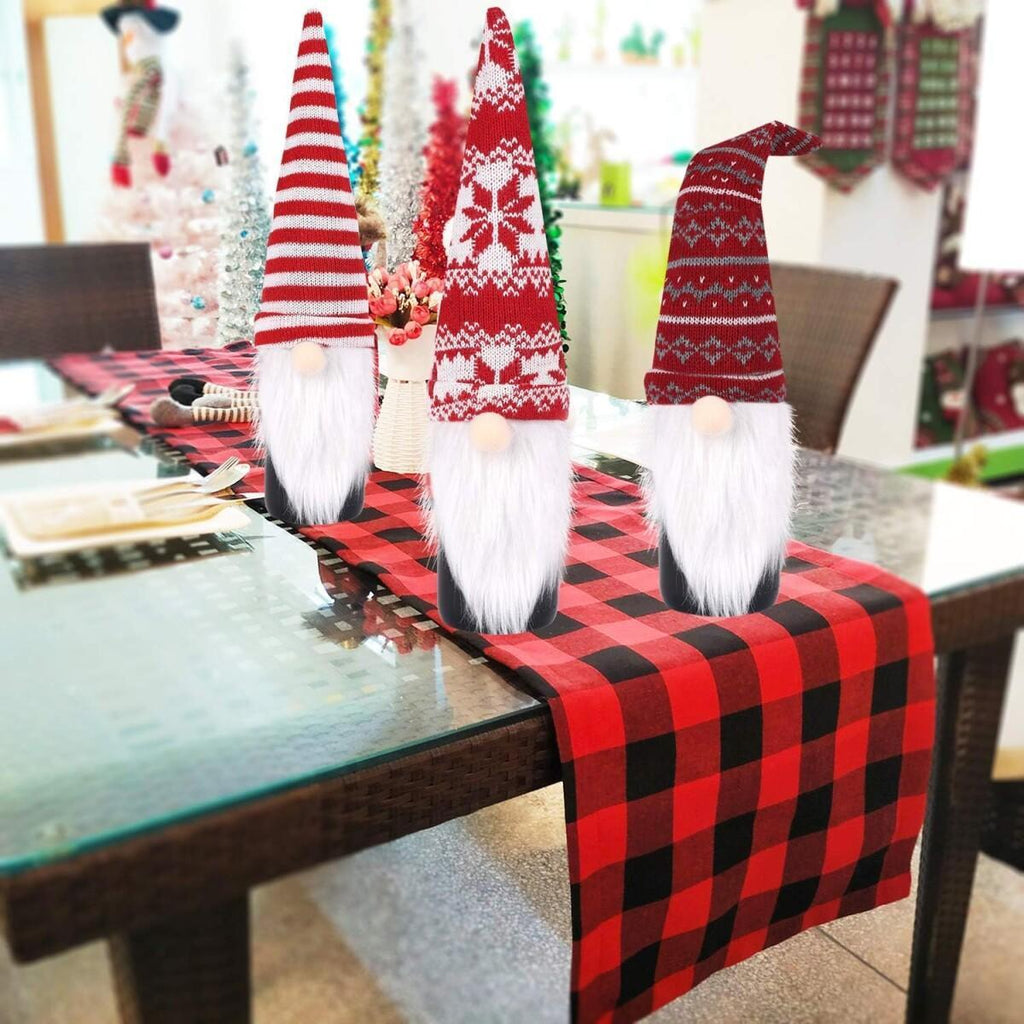 4 Pcs Christmas Wine Bottle Covers Reusable Knitted Gnomes Wine Bottle Toppers Xmas Party Handmade Tomte Swedish Gnomes Wine Decoration For Holiday New Year Dining Table Decor Party Gift