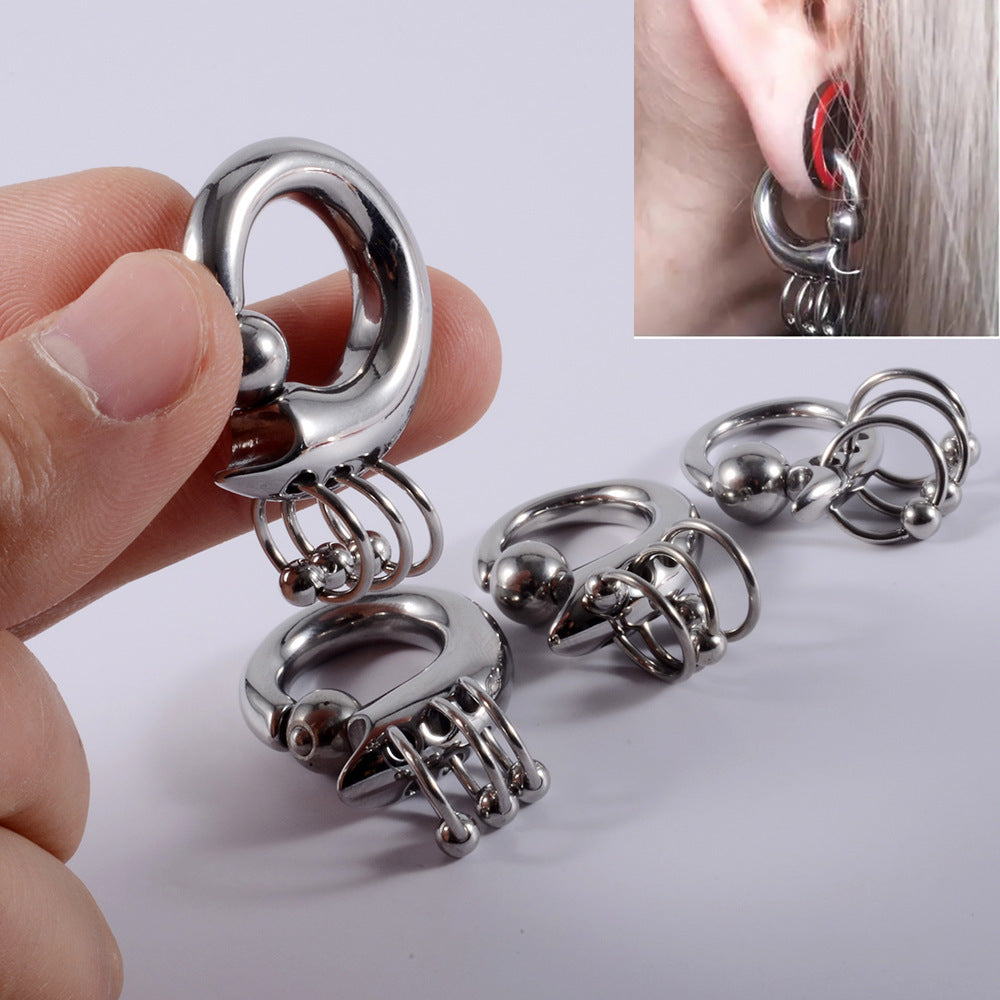 Stainless Steel Card Ball Nose Ring Hanging Ring Spring Earrings