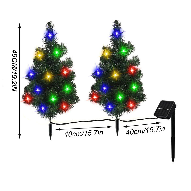 2 Packs Solar Christmas Tree, Solar Powered Pathway Christmas Tree With Multicolored LED Lights, So