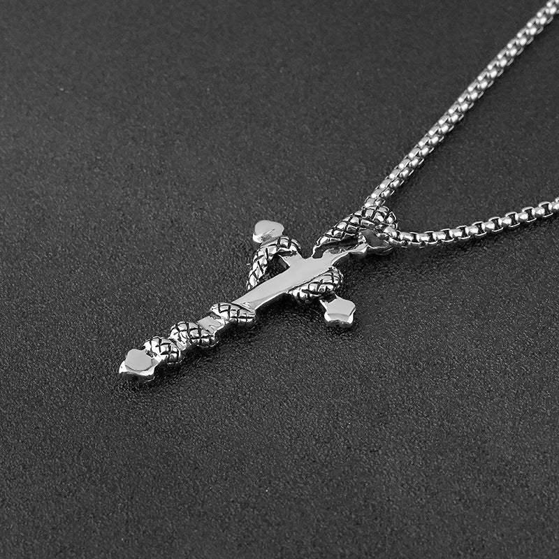 Fashion, Personalized And Exaggerated Year Of Snake Cross Necklace Pendant
