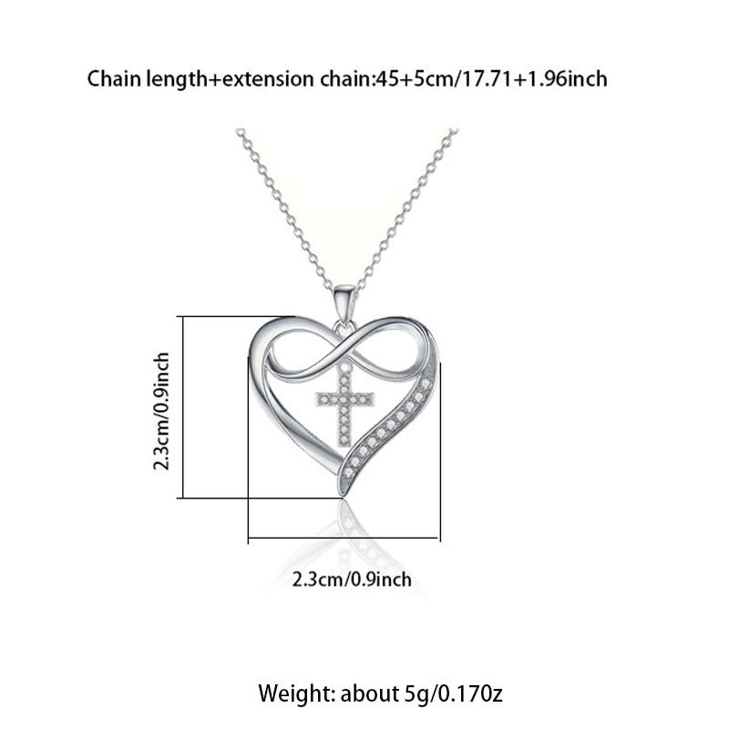 New Simple Style Heart-shaped Cross Necklace