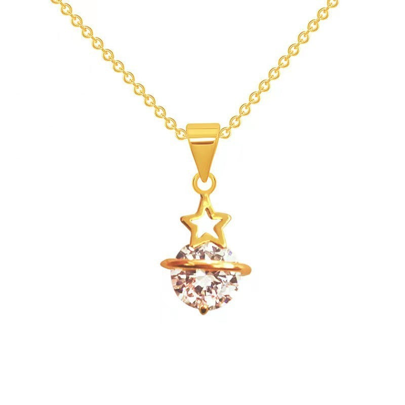 Simple Graceful Korean Style Pentagram Zircon Pendant Fashion Personalized Necklace