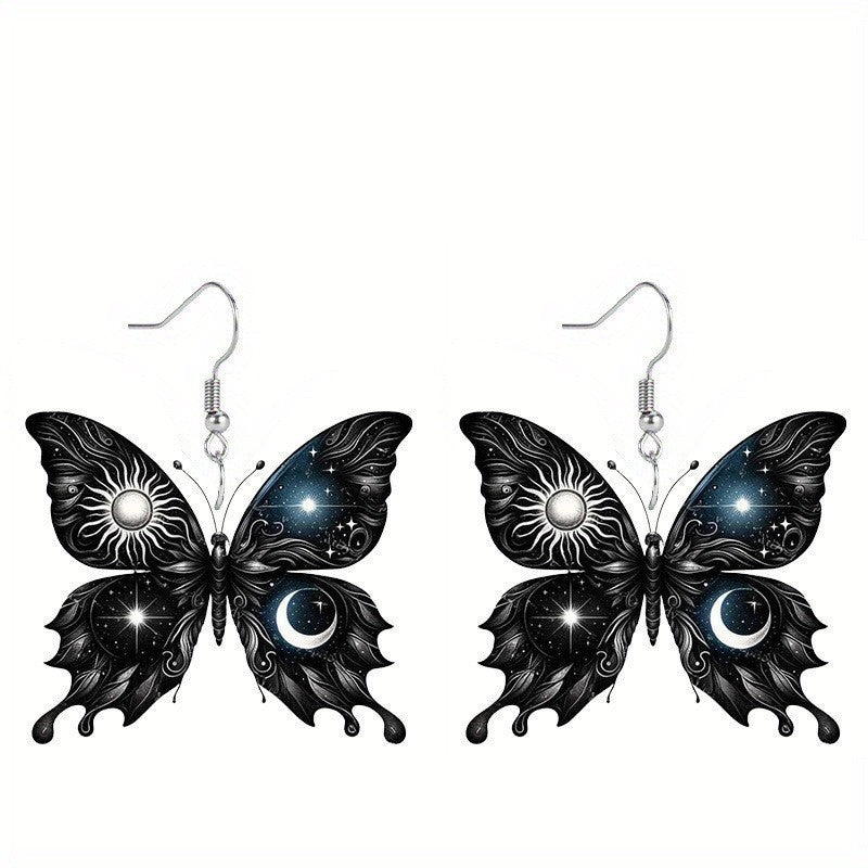 Colorful Shimmer Butterfly Acrylic Earrings Fashion Creativity