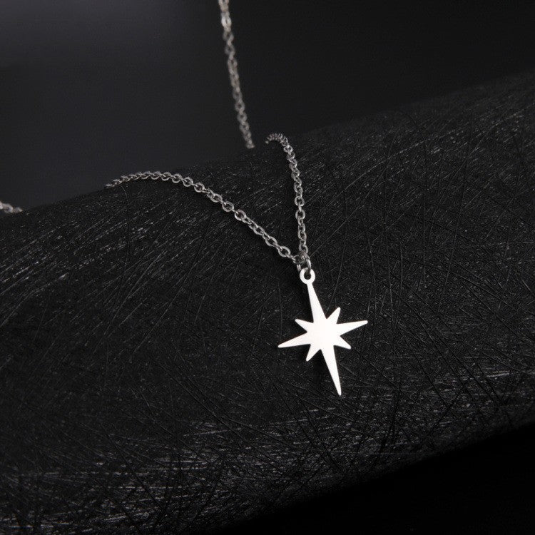 Stainless Steel Rice Necklace Female Six-pointed Star