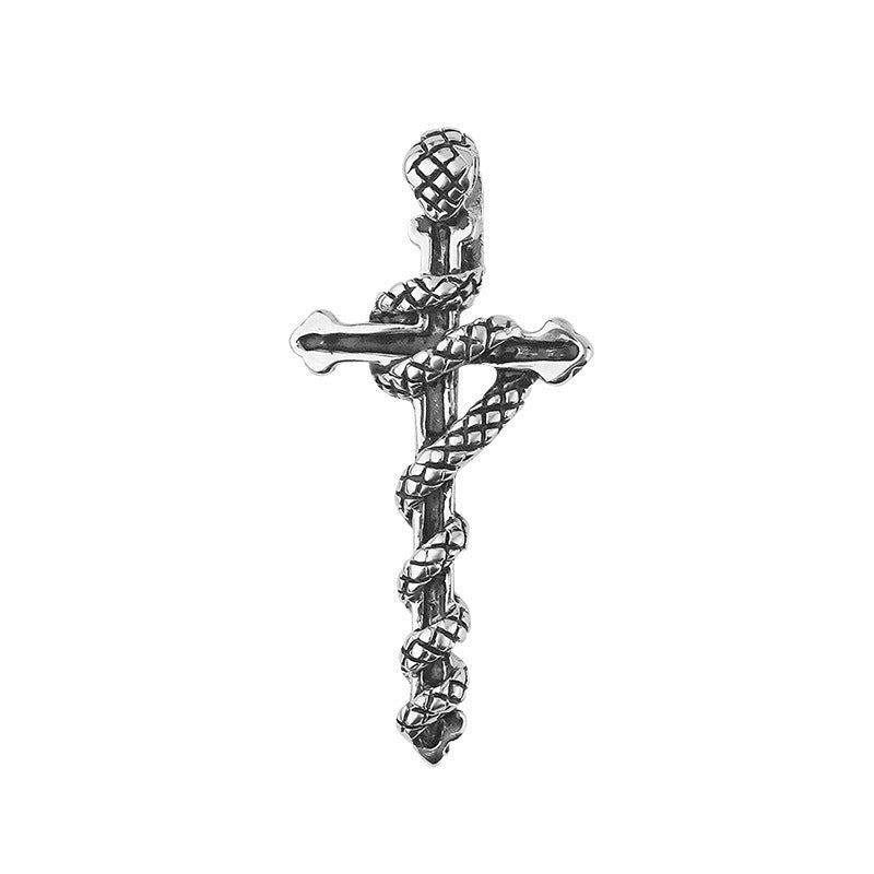Fashion, Personalized And Exaggerated Year Of Snake Cross Necklace Pendant