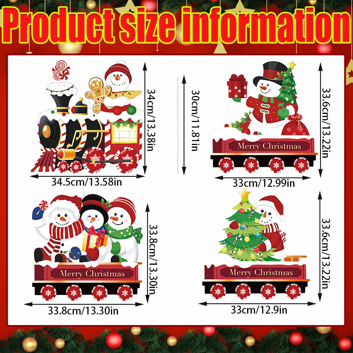 4 Pack Christmas Yard Signs With Plastic Stakes Xmas Train Snowman Christmas Tree Gift Lawn Signs For Yard Fence Garden Lawn Xmas Holiday Outside Decoration Supplies