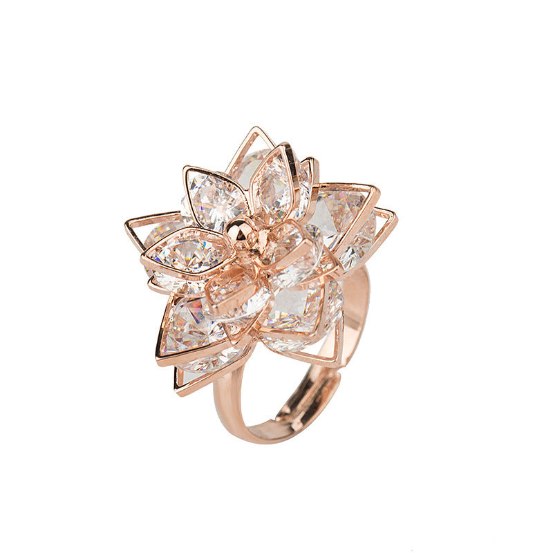 Flower Index Finger Ring Fashion Rhinestone Couple Rings
