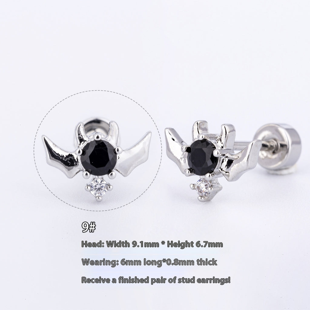 Halloween Demon Butterfly Heart-shaped & Red Cool Skull Devil Eye Earring